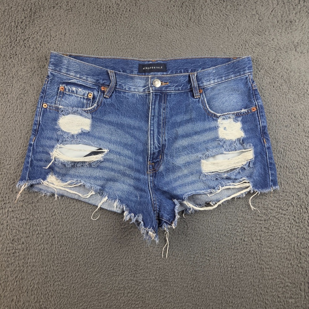 Aeropostale Shorts Women's 14 Reg Vintage High Rise Shorty Distressed Whiskered